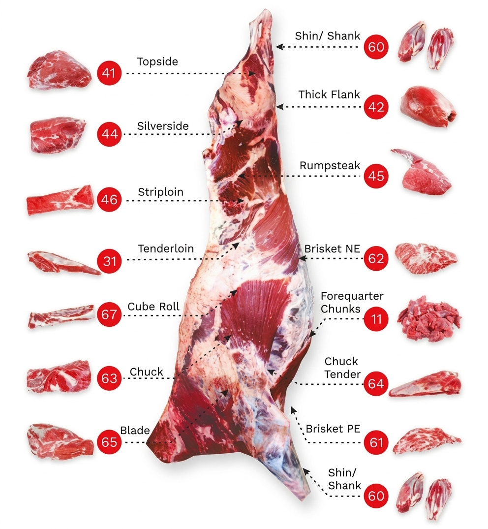 Buffalo meat cuts chart large view